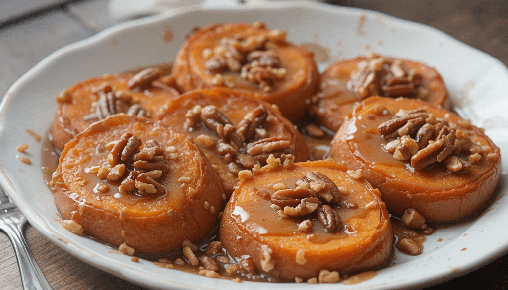Fondant Sweet Potatoes with Maple Butter Pecan Sauce