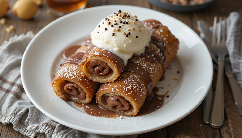 Nutella French Toast Roll-Ups 🍫🍞✨ 😋 A fun and delicious twist on French toast! Soft bread filled with creamy Nutella, pan-fried to golden perfection, and rolled in sweet cinnamon sugar. Perfect for breakfast, brunch, or even dessert! 🌟 Ingredients: 8 slices of soft white bread (crusts removed) ½ cup Nutella (or any chocolate hazelnut spread) 2 large eggs 3 tbsp milk 2 tbsp butter (for frying) ¼ cup sugar 1 tsp cinnamon (optional, for coating) Instructions: Trim the crusts off the bread slices and flatten each slice with a rolling pin. (⏱️ 5 minutes) Spread a thin layer of Nutella over each slice, then roll it up tightly. (⏱️ 5 minutes) In a shallow bowl, whisk together the eggs and milk. (⏱️ 2 minutes) Heat butter in a skillet over medium heat. Dip each roll-up quickly in the egg mixture, then place seam-side down in the pan. Cook, turning until all sides are golden brown. (⏱️ 8 minutes) Mix sugar and cinnamon on a plate. Roll warm Nutella roll-ups in the mixture until coated. (⏱️ 3 minutes) Serve warm with extra Nutella, fresh berries, or a dusting of powdered sugar! 🍓✨ (⏱️ 2 minutes) Prep Time: 10 minutes | Cooking Time: 10 minutes | Total Time: 20 minutes Kcal: 210 kcal | Servings: 4 servings